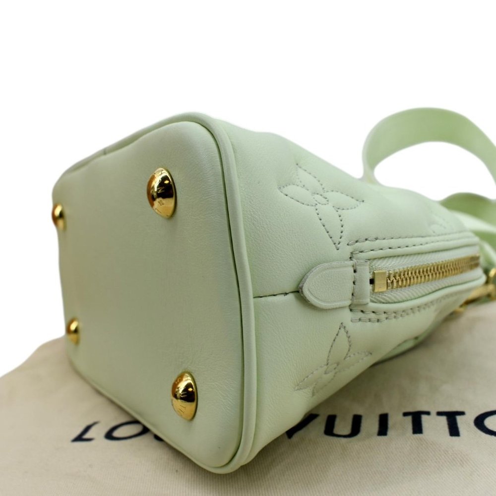 LOUIS VUITTON  Alma BB Bubblegram Quilted Leather Satchel Crossbody Bag Green - Picture 7 of 11